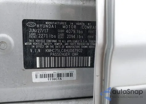 2017 Hyundai Ioniq Hybrid Sel from USA, damaged, VIN KMHC75LC4HU047902